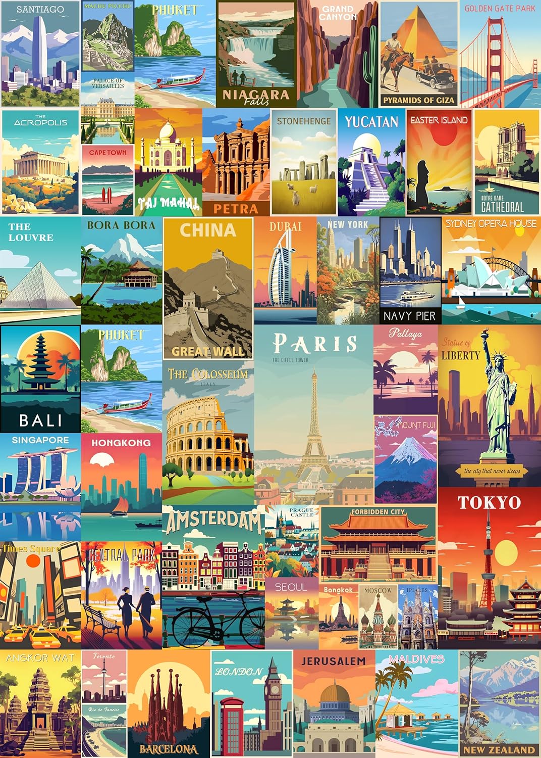 Puzzle Map World - Quebra-cabeças para adultos, 1000/500/300 peças, vintage,