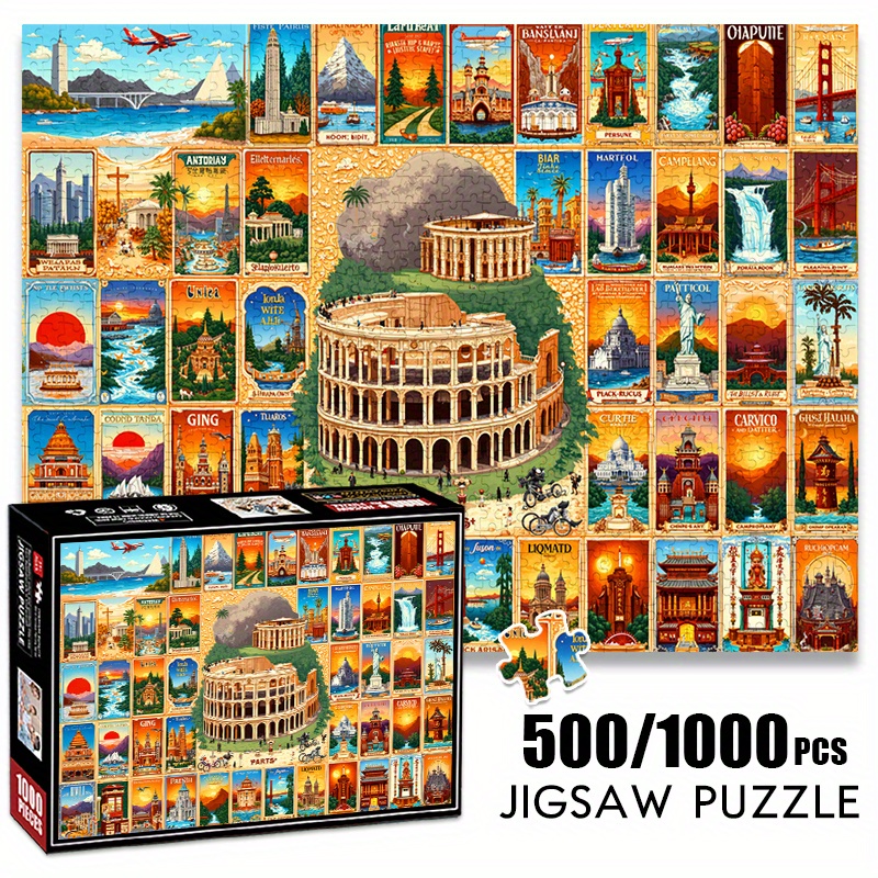 Puzzle Map World - 500/1000 pçs quebra-cabeça de papel vintage